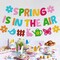 Spring is in The Air Banner Hello Spring Party Decorations Flower Bunny Bird Butterfly Sign Garland for Welcome Spring Happy Easter Festival Colorful Glitter Party Supplies